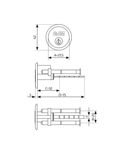 wkładka GJM RIM ekonomiczna, mosiądz, do zamka nawierzchniowego