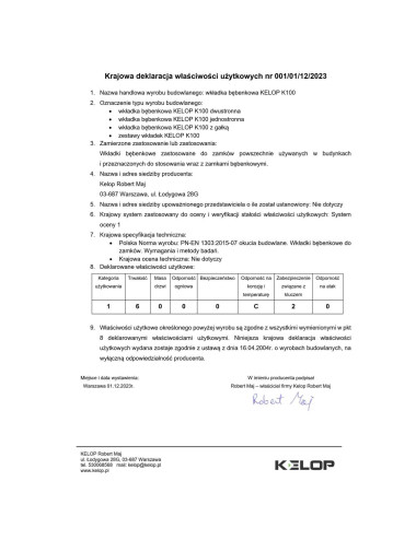 KELOP K100 deklaracja