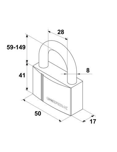 kłódka Gerda Alu Line KAP S50 aluminiowa z regulowanym pałąkiem H60-150