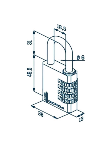 kłódka Gerda Alu Code KAS S40 BLACK, szyfrowa, czarna