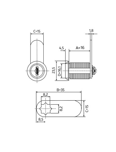 zamek GJM 9308-B płaski zabierak