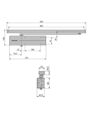 samozamykacz Assa Abloy DC135 z szyną ślizgową czarny