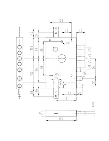 zamek Dierre Atra SER NE 197 1D lewy wewnętrzny