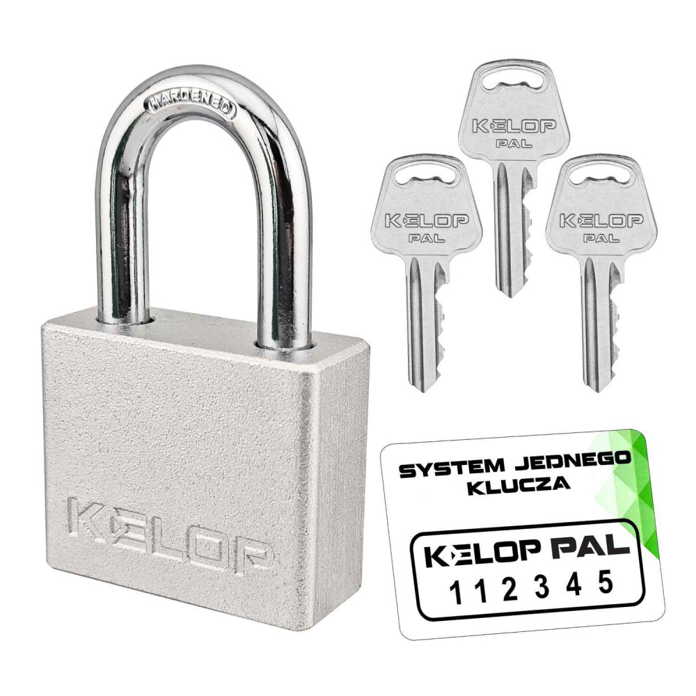 kłódka KELOP PAL 50 srebrna system jednego klucza