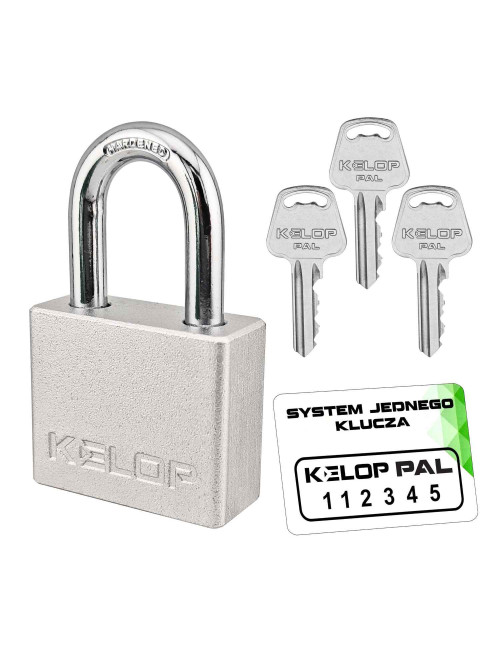 kłódka KELOP PAL 50 srebrna system jednego klucza