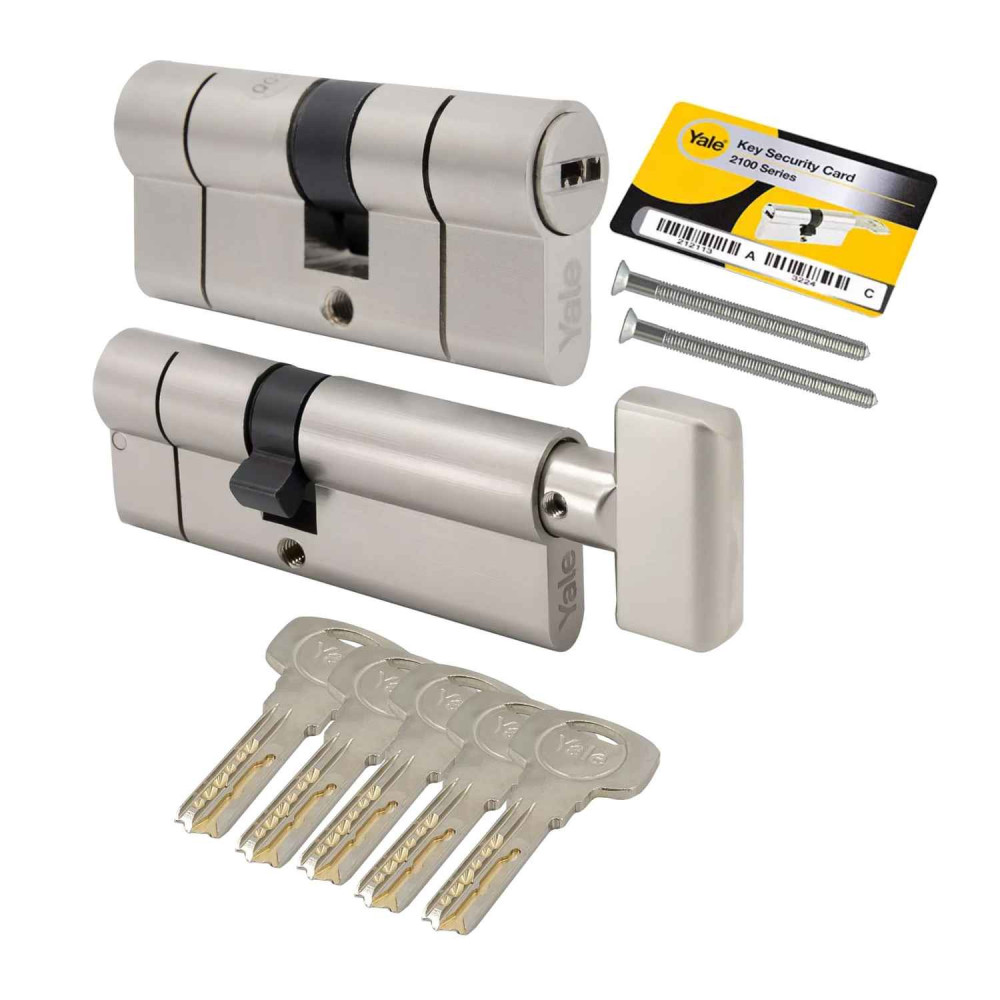 komplet wkładek Yale 2100 z bezpiecznym sprzęgłem nikiel
