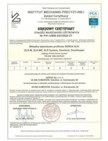 wkładka Gerda SLR modular deklaracja
