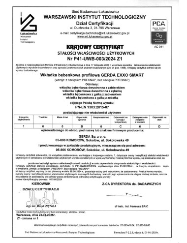 wkładka Gerda Exxo Smart modular deklaracja