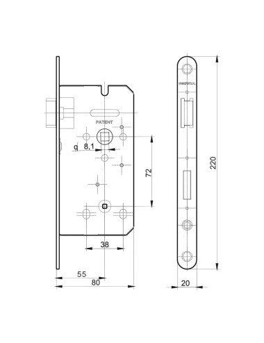 zamek Gerda ZW100 72/55 WC