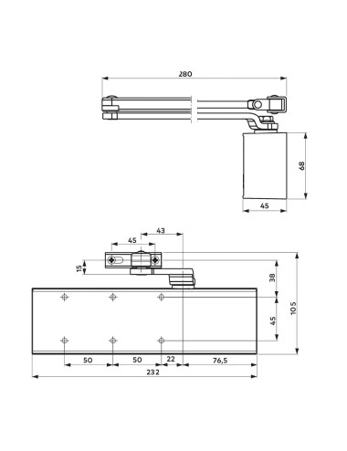 samozamykacz Dormakaba TS 71 z ramieniem, brązowy