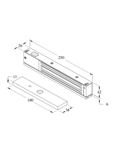 zwora elektromagnetyczna Yale US06 270kg z czujnikiem Hall oraz kontaktronem 12-24V