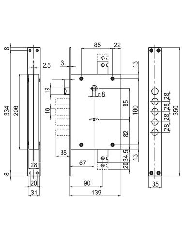 Zamek SAB 1561 na klucz piórowy