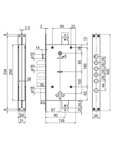 zamek SAB 1612 na klucz piórowy i wkładkę