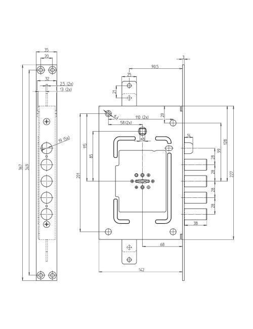 zamek CR 2650/28 Plus na klucz piórowy