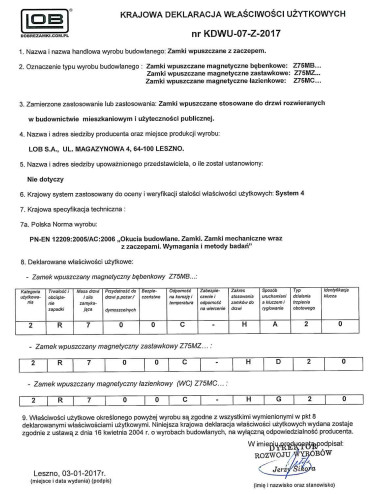 zamek magnetyczny Lob Z75MB...