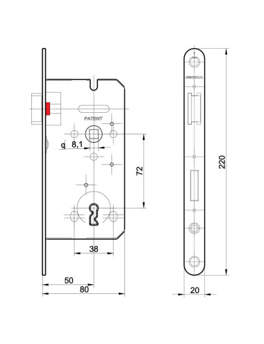 zamek Gerda ZW100 72/50 na...