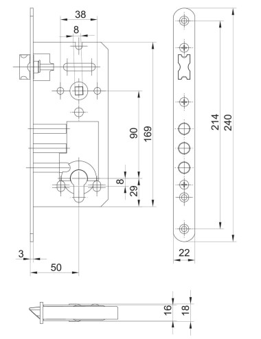 zamek trzpieniowy Gerda ZW1000M 90/50 na wkładkę, chrom