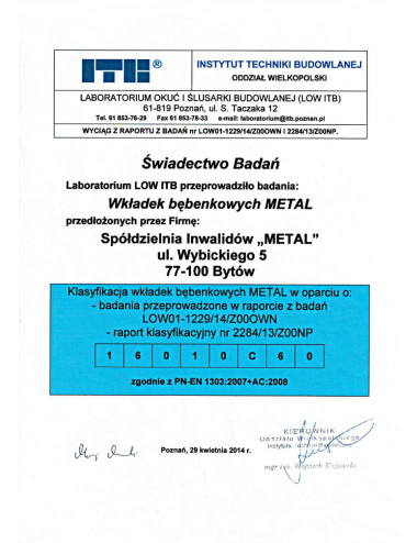 wkładka Metal klasa A 31/31...