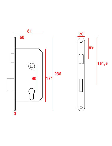 zamek Jania Z001 - 90/50 na...