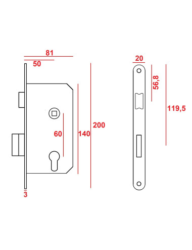 zamek Jania Z012 - 60/50 na...
