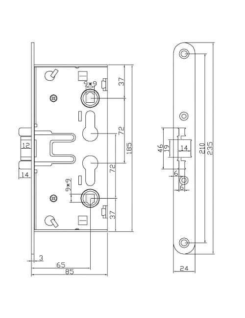 zamek techniczny do drzwi przeciwpożarowych PPOŻ
