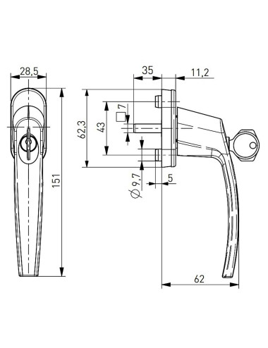 klamka Medos Victory 35/45 RAL 9016 biała z kluczem
