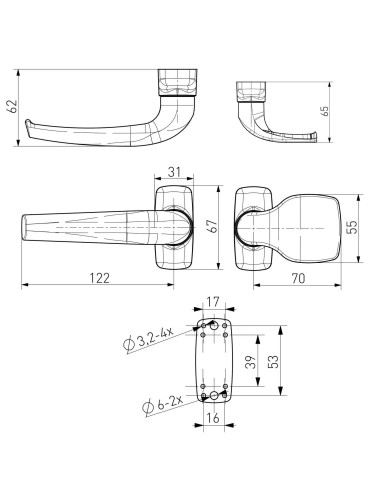 klamko - pochwyt Medos Merkury RAL 9016 biały