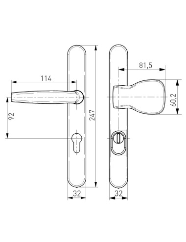 klamko - pochwyt Medos Victory 92 mm RAL 9016 biały z szyldem antywłamaniowym