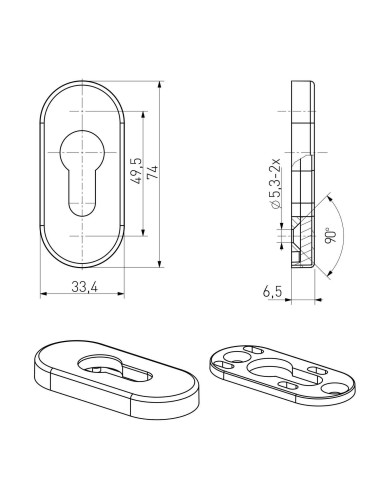 szyld Medos owalny Inox 6,5 mm