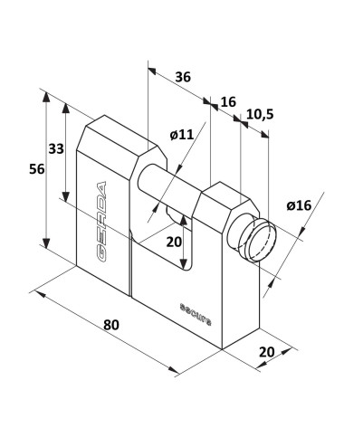 kłódka Gerda Secure KSWT T80 trzpieniowa