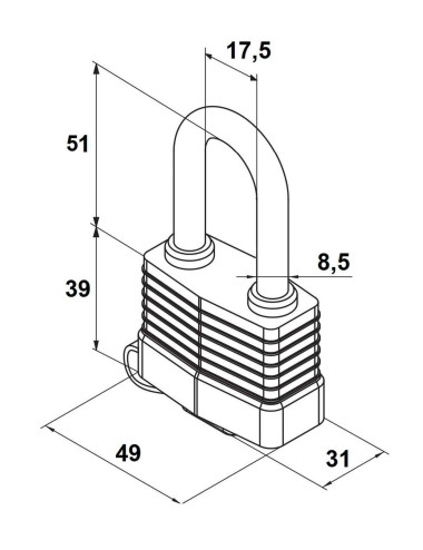 kłódka Gerda Aqua Modus KSM S45AH60 przedłużony pałąk