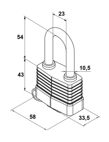 kłódka Gerda Aqua Modus KSM S55AH65 przedłużony pałąk