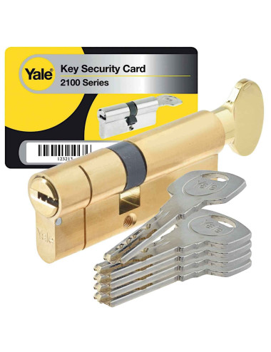 wkładka Yale 2100 30/35G z gałką mosiądz