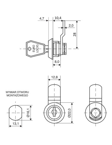 zamek Euro-Locks 0202037/28772 system jednego klucza, na klucz nr 827