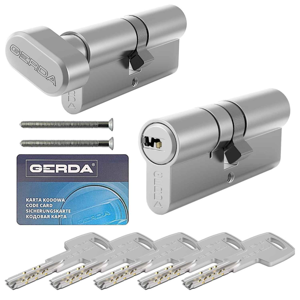 komplet wkładek Gerda Evo 30/35 + 30/35G z gałką nikiel