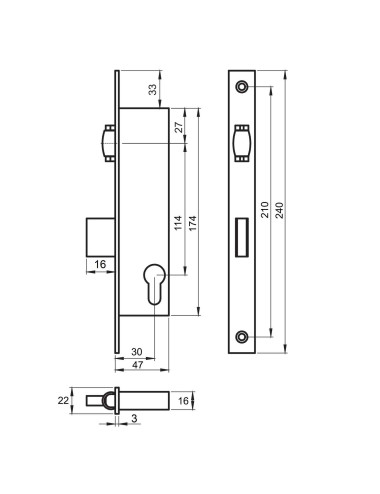 zamek Lob Z030R-2K1 rolkowy