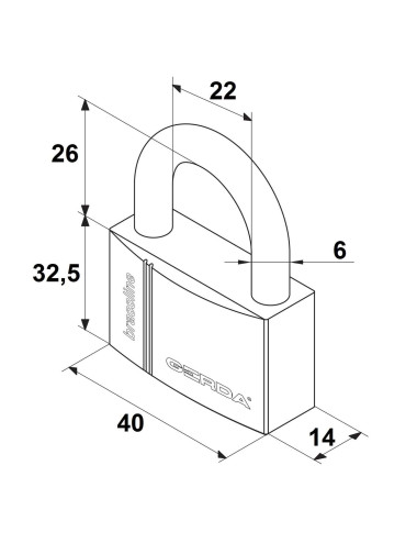 kłódka Gerda Brass Line KMZ S40 - S4010A system jednego klucza A403