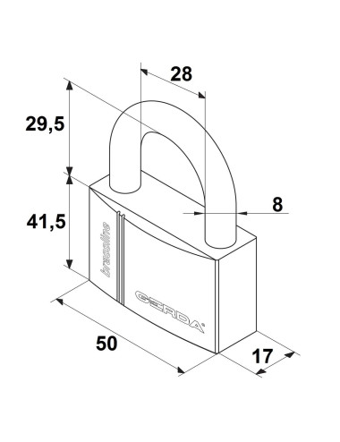 kłódka Gerda Brass Line KMZ S50 - S5010A system jednego klucza A508