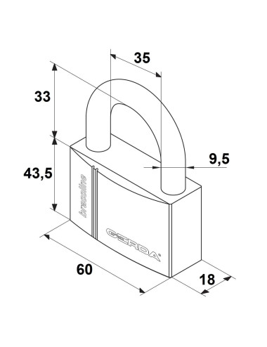 kłódka Gerda Brass Line KMZ S60 - S6010A system jednego klucza A605