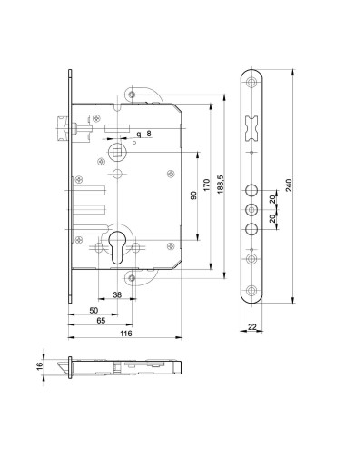 zamek Gerda ZW 3000 ZS cięgna skręcane