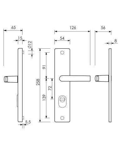 klamka Lob Centaur 2 XT, 72 mm, F1 srebrna