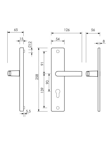klamka Lob Centaur 2, 90 mm, F1 srebrna