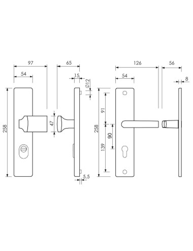 klamko - pochwyt Lob Centaur 1 XT, 90 mm, F1 srebrna