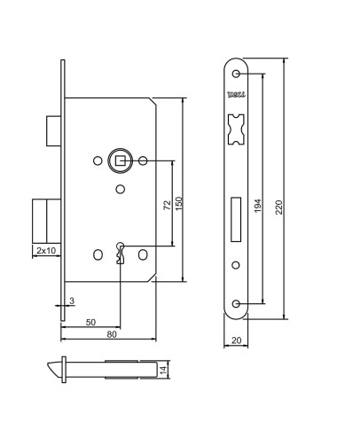 zamek Yeti Z7504ZY - 72/50 na klucz