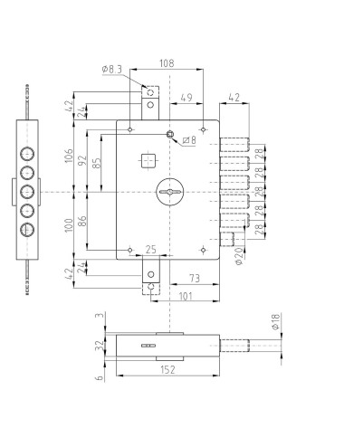 zamek Dierre Atra SER 7112 1SE wymiary