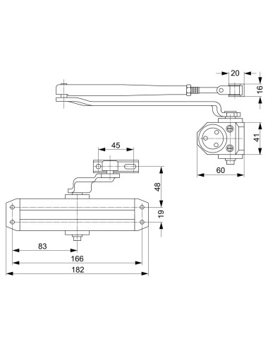 samozamykacz Assa Abloy DC110 z ramieniem biały, RAL 9016