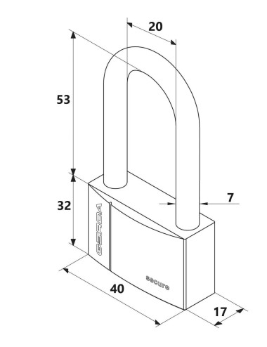 kłódka Gerda Secure KSWW S40H60 przedłużony pałąk