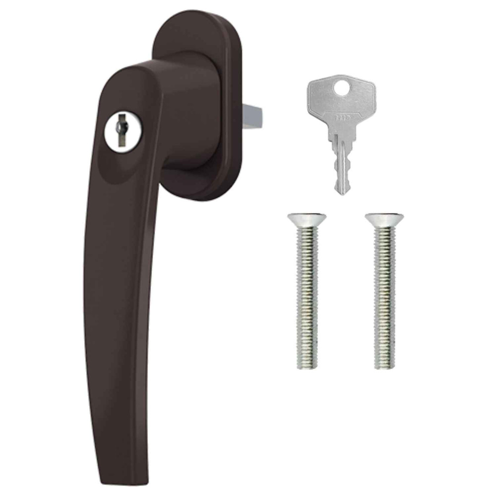 klamka Medos Victory 35/45 RAL 8019 brązowa z kluczem