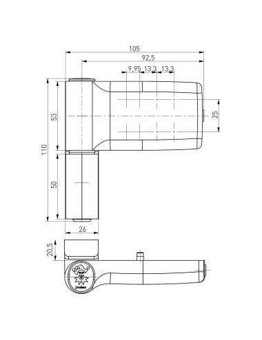 zawias Medos Jocker 20,5-A antracyt RAL 7016M