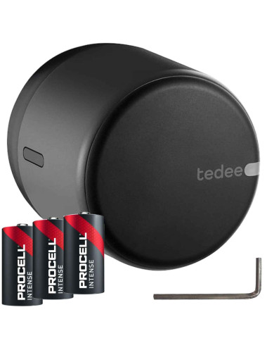 zamek Tedee Lock GO 2 TLV2.0B-PL2 grafitowy z czarnym przyciskiem, zamek Bluetooth smart home